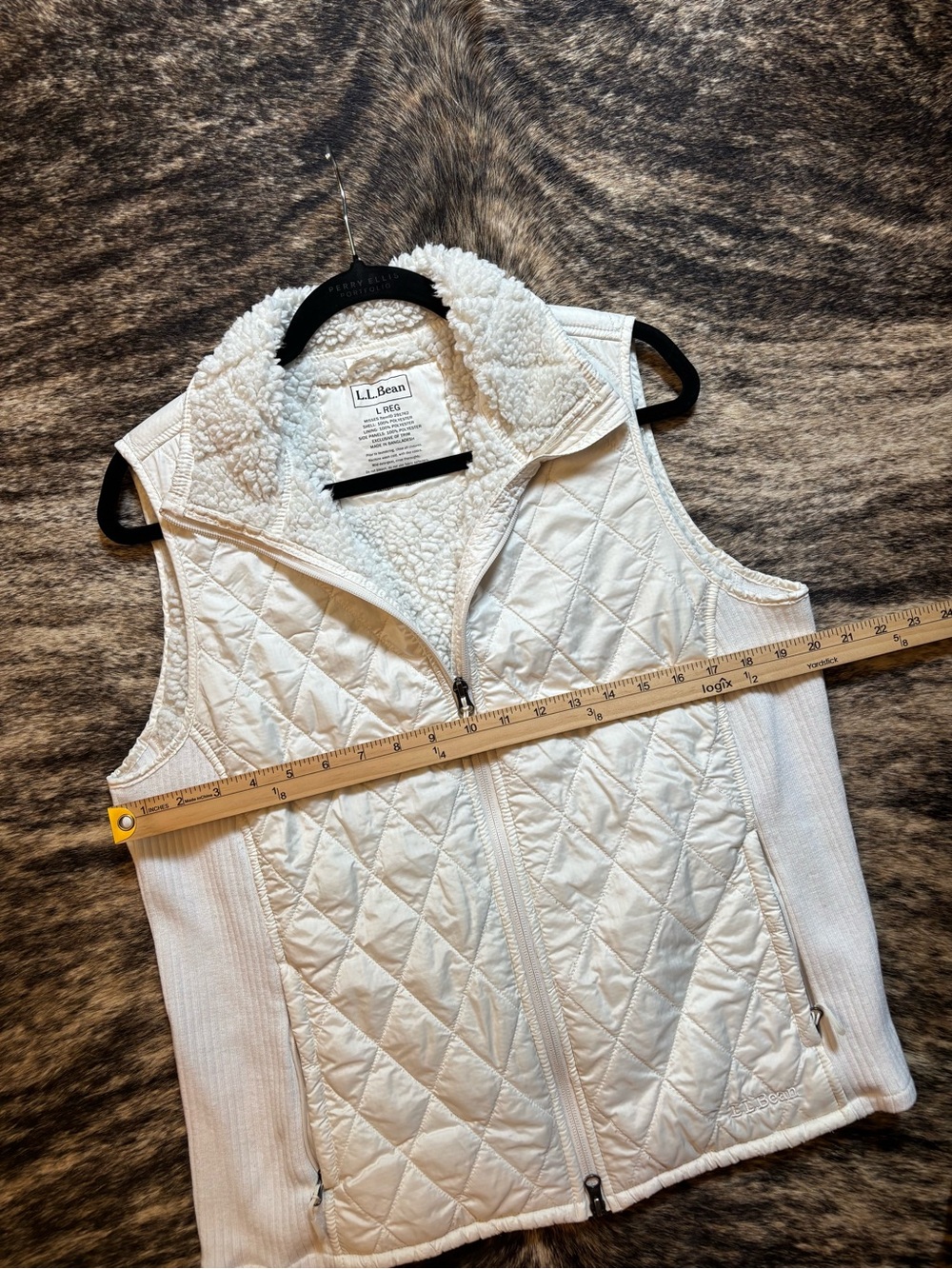 LL Bean Womens White Fleece-Lined Fitness Vest, Size Large Regular - Picture 6 of 6